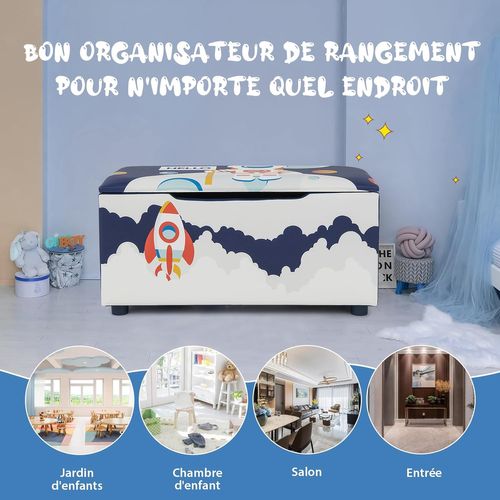 Coffre à Jouets Avec Couvercle Amovible,banc De Rangement Jouet 75 X 36 X 38 Cm