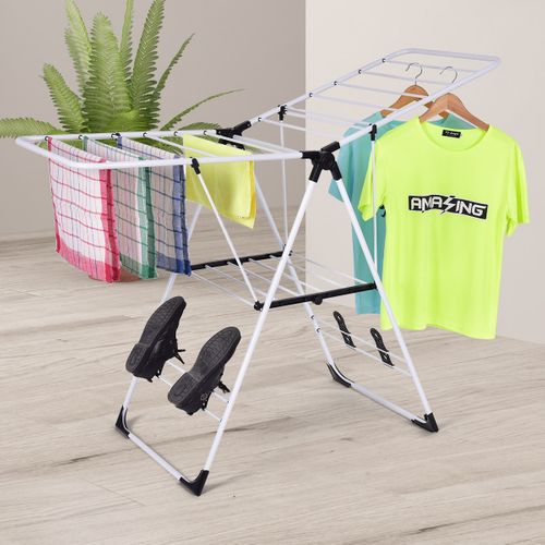 Étendoir Linge Intérieur, Sechoir à Linge Pliable En Acier Inox 2 Niveaux, Tancarville Linge Solide