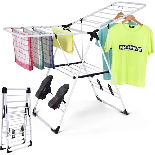 Étendoir Linge Intérieur, Sechoir à Linge Pliable En Acier Inox 2 Niveaux, Tancarville Linge Solide