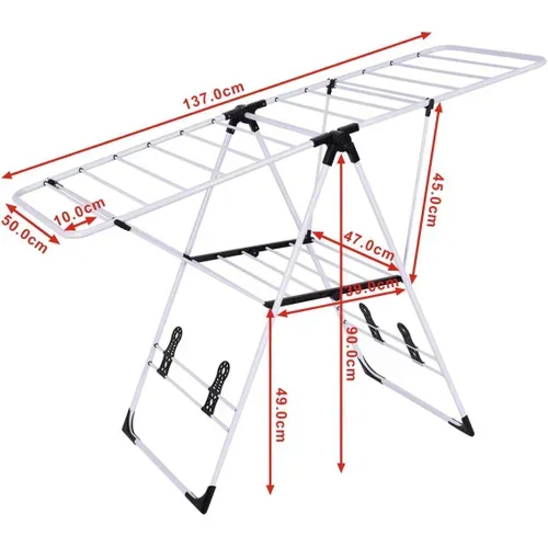 Étendoir Linge Intérieur, Sechoir à Linge Pliable En Acier Inox 2 Niveaux, Tancarville Linge Solide