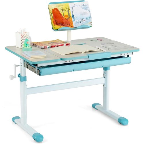 Bureau Enfants Avec Réglable En Hauteur (51-73 Cm) Et Plateau Inclinable(0-60°),Table D'etude,Bleu