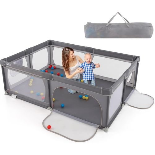 Parc Bébé VEVOR 200x178cm Avec 50 Balles Océaniques - Barrière De Jeu Pour Enfants, Intérieur/Extérieur, Sécurité Renforcée, Housse Lavable