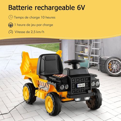 Camion Electrique Enfants 6v Avec Godet Amovible Et Casque De Sécurité