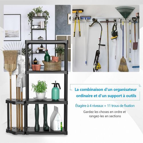 Étagère De Rangement à 4 Niveaux En Plastique, Charge Maximale 80 Kg, 60 X 30 X 133 Cm (l)