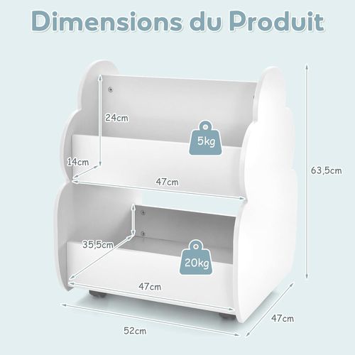 Bibliothèque Enfants En Bois Avec Forme D’arbre, Étagère De Rangement Enfants, 3 Ans+ (blanc)