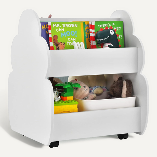 Bibliothèque Enfants En Bois Avec Forme D’arbre, Étagère De Rangement Enfants, 3 Ans+ (blanc)
