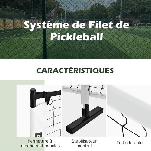 Filet De Pickleball Portable De 670 X 92 Cm Tuyaux Métalliques, Filet Badminton Exterieur