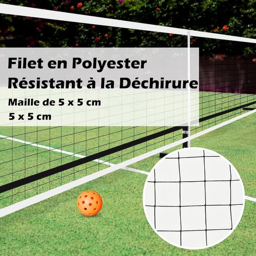 Filet De Pickleball Portable De 670 X 92 Cm Tuyaux Métalliques, Filet Badminton Exterieur