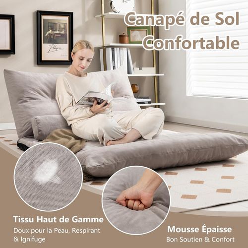 Canapé-lit Paresseux Pliable, Canapé Convertible Avec Dossier Réglable à 42 Positions(gris)