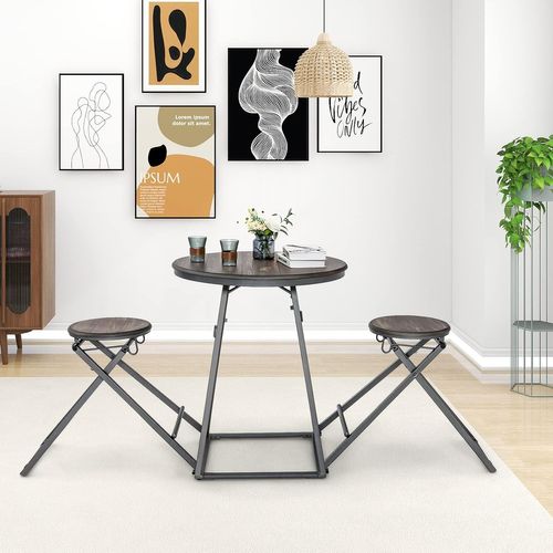 Table Haute Cuisine Avec Tabouret, Table Bar Industrielle Pliable, Mange Debout 2 Personnes Cuisine