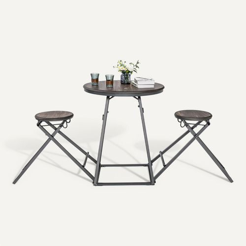 Table Haute Cuisine Avec Tabouret, Table Bar Industrielle Pliable, Mange Debout 2 Personnes Cuisine