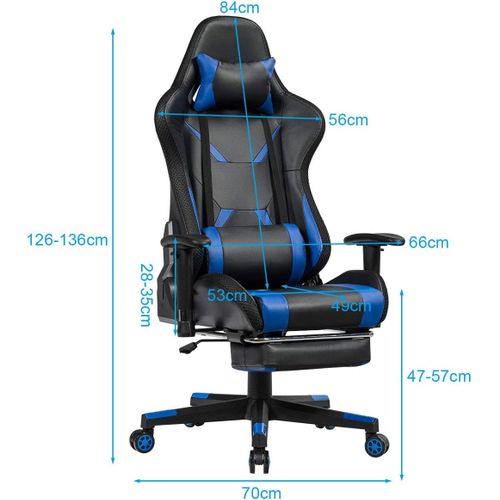 Chaise Gaming Rgb/led, Chaise Gamer Ergonomique Avec Soutien Lombaire, Appui-tête (bleu)