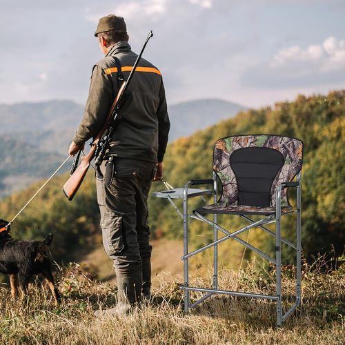 Chaise De Camping Pliante Avec Table Latérale Et Porte-gobelet, Supporte 150 Kg