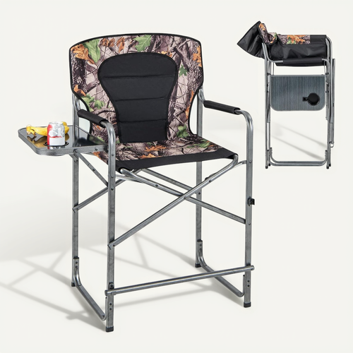 Chaise De Camping Pliante Avec Table Latérale Et Porte-gobelet, Supporte 150 Kg