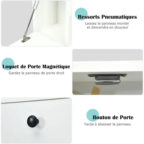 Bureau Mural Rabattable Pour Ordinateur Portable, Table Murale Avec Étagères Intégrée,tiroir(blanc)