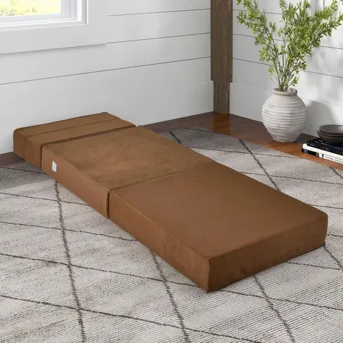 Matelas Lit Fauteuil Pliable, Futon Convertible En Mousse Haute Densité De 15 Cm,voyage (marron)