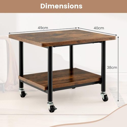 Support D'imprimante à 2 Niveaux, Meuble Imprimante Avec 4 Roues , Salon, Bureau (marron Rustique)