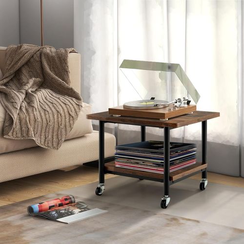 Support D'imprimante à 2 Niveaux, Meuble Imprimante Avec 4 Roues , Salon, Bureau (marron Rustique)
