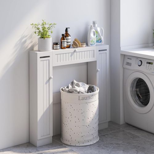 Meuble Wc Au-dessus Des Toilettes, Etagère De Rangement De Salle De Bains, 89 X 19,5 X 99 Cm, Blanc