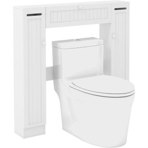 Meuble Wc Au-dessus Des Toilettes, Etagère De Rangement De Salle De Bains, 89 X 19,5 X 99 Cm, Blanc