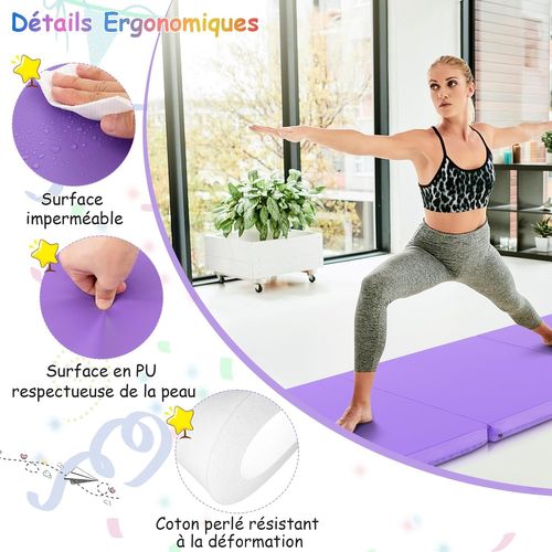 Grand Tapis De Gymnastique XL 180x115x5 Cm Rose – Fitness, Yoga, Sport, Antichoc
