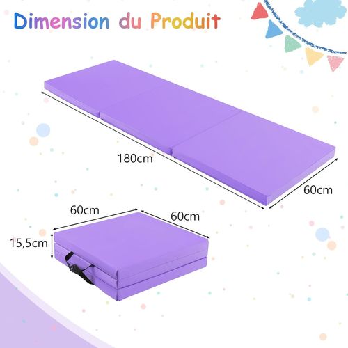 Tapis De Gymnastique RELAX4LIFE – Pliable PU/mousse EPE 240x118x5 Cm, Antidérapant, Pour Yoga Et Stretching