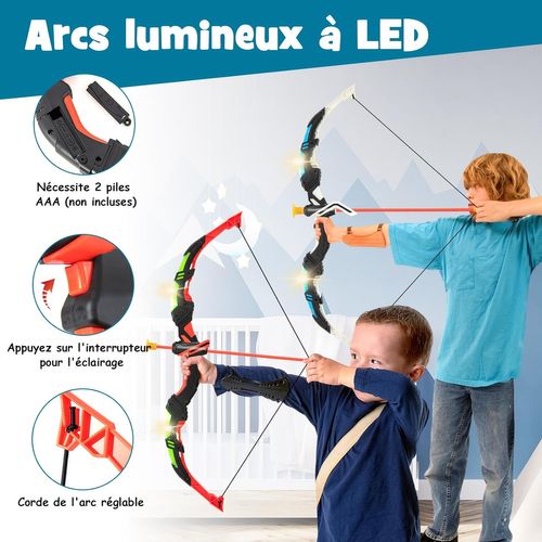 Arc Et Flèche Pour Enfants Avec Lumières LED, Jeu De Tir Intérieur Extérieur Pour Garçons Filles