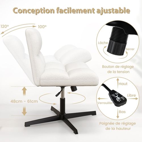Yaheetech Fauteuil Bouclette Scandinave Gris Foncé - Fauteuil Arrondi Confortable Avec Appui-tête Réglable Et Coussin Lombaire
