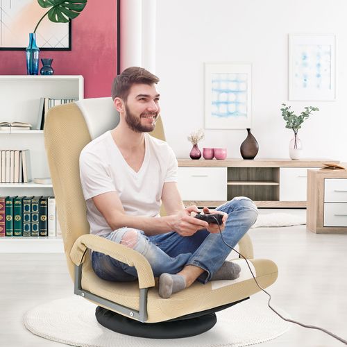 Fauteuil Pliable De Sol Chaise De Jeu Avec Dossier Réglable Sur 6 Positions Et Base Pivotante à 360°