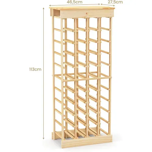 Étagère 40 Bouteilles, Casier à Bouteilles à 10 Niveaux En Pin Massif, 46,5 X 27,5 X 113 Cm