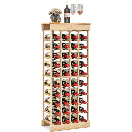 Étagère 40 Bouteilles, Casier à Bouteilles à 10 Niveaux En Pin Massif, 46,5 X 27,5 X 113 Cm