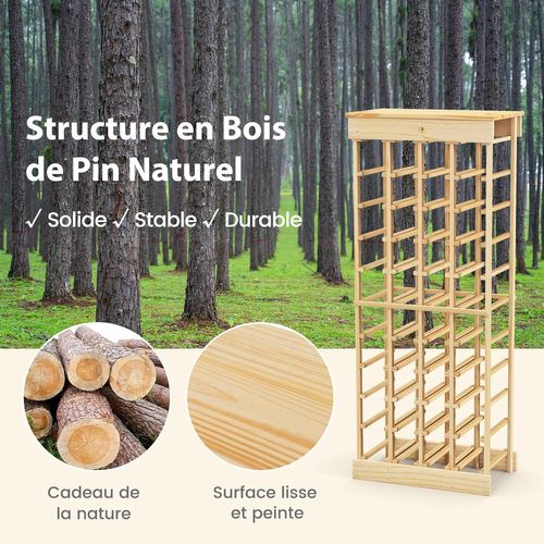 Étagère 40 Bouteilles, Casier à Bouteilles à 10 Niveaux En Pin Massif, 46,5 X 27,5 X 113 Cm