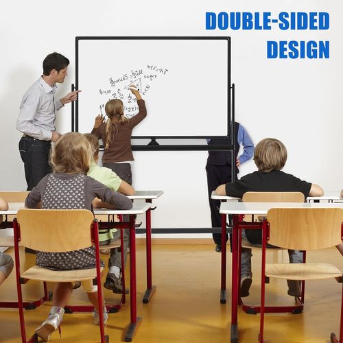 Tableau Blanc Mobile Magnétique Double Face, 120x80cm,12 Aimants, Pour École, Maison, Bureau