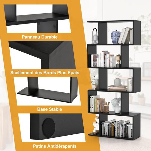 Étagère de Bureau à 5 Niveaux, Étagère sur Pied, Bibliothèque Ouverte