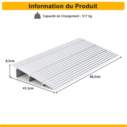 Rampe De Seuil De Porte De 8,5cm Avec Hauteur Réglable,charge 317kg, Pour Fauteuils Roulants