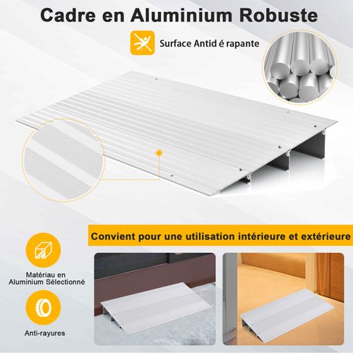 Rampe De Seuil De Porte De 8,5cm Avec Hauteur Réglable,charge 317kg, Pour Fauteuils Roulants