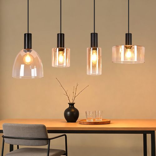 Suspension 4 Lumières Noire Vintage Suspension E27 Pour Chambre（sans Ampoule）