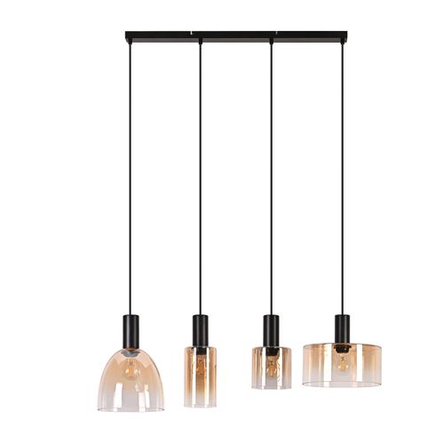 Suspension 4 Lumières Noire Vintage Suspension E27 Pour Chambre（sans Ampoule）