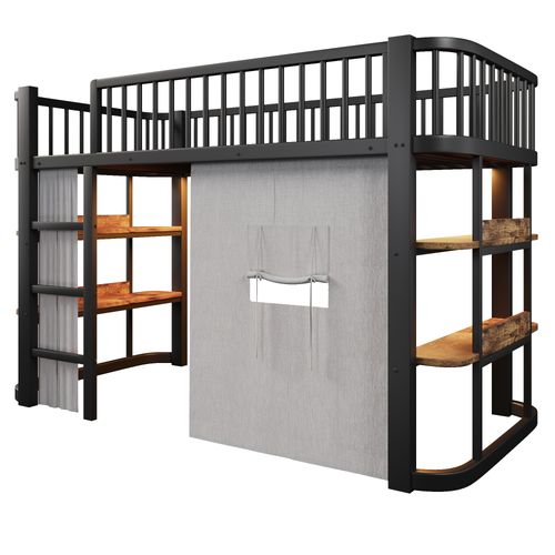 Lit Mezzanine 90x200 Cm Avec Rideaux Occultants Et LED