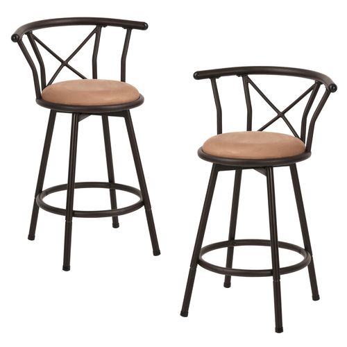 Lot De 2 Tabourets De Bar Industriel Pivotant Sur 360° Siège De 63 Cm De Haut, Marron