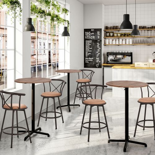 Lot De 2 Tabourets De Bar Industriel Pivotant Sur 360° Siège De 63 Cm De Haut, Marron