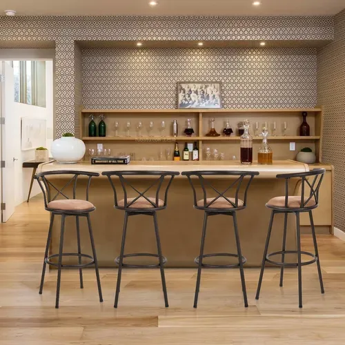 Lot De 2 Tabourets De Bar Industriel Pivotant Sur 360° Siège De 75,5 Cm De Haut, Marron