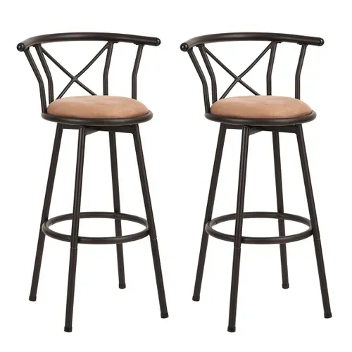 Lot De 2 Tabourets De Bar Industriel Pivotant Sur 360° Siège De 75,5 Cm De Haut, Marron