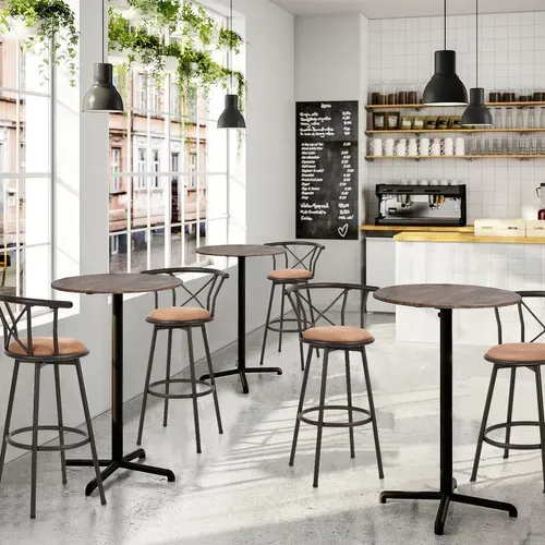 Lot De 2 Tabourets De Bar Industriel Pivotant Sur 360° Siège De 75,5 Cm De Haut, Marron