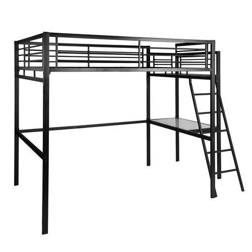 Lit Mezzanine 2 Personnes 140*190cm Avec Bureau Intégré Noir