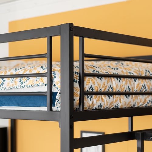 Lit Mezzanine 2 Personnes 140*190cm Avec Bureau Intégré Noir