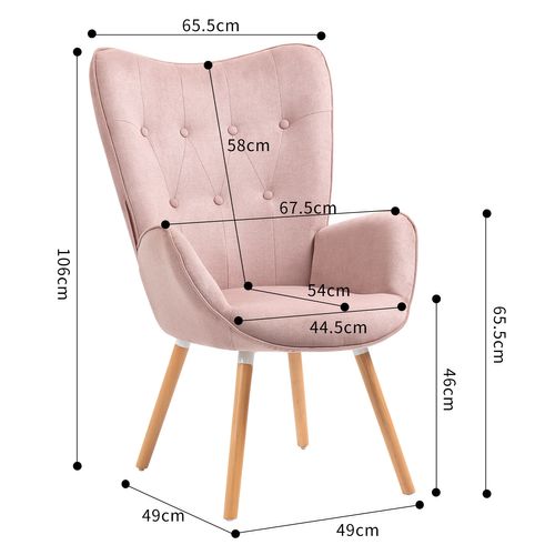 Fauteuil Scandinave En Tissu Rose Et Des Pieds En Bois Massif