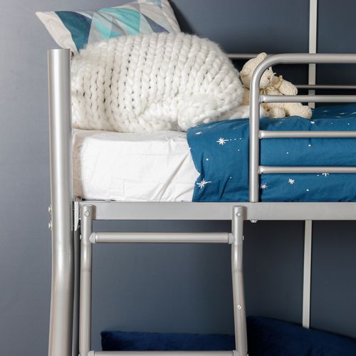 Lit Superposé 3 Personnes 90 Et 140x190cm En Métal, Argenté
