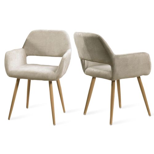 Lot De 2 Chaise De Salle À Manger Scandinave Tissu Beige, 56x56x78cm