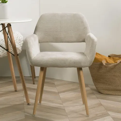 Lot De 2 Chaise De Salle À Manger Scandinave Tissu Beige, 56x56x78cm